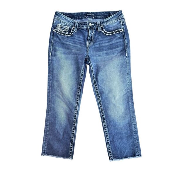 Vigoss Denim - ViGoss Capri Heritage Fit Size 8 Bling Distressed Women's Jeans